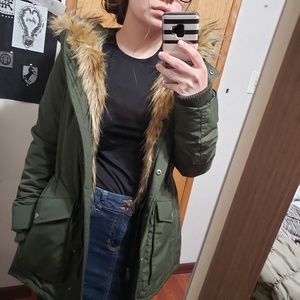 Levi's army green button and zip thick jacket.